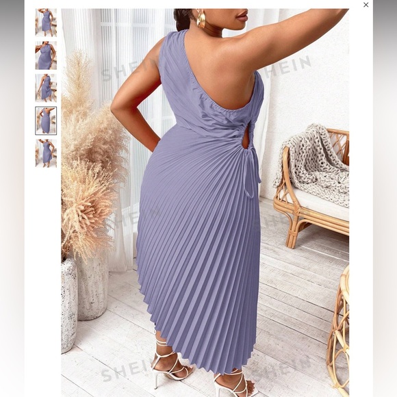 NWT! Lavender one shoulder pleated cut out dress - Picture 2 of 4